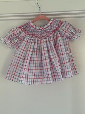 The Beaufort Bonnet Company TBBC Smocked Bishop Dress Pink Blue Plaid, 0-6 month